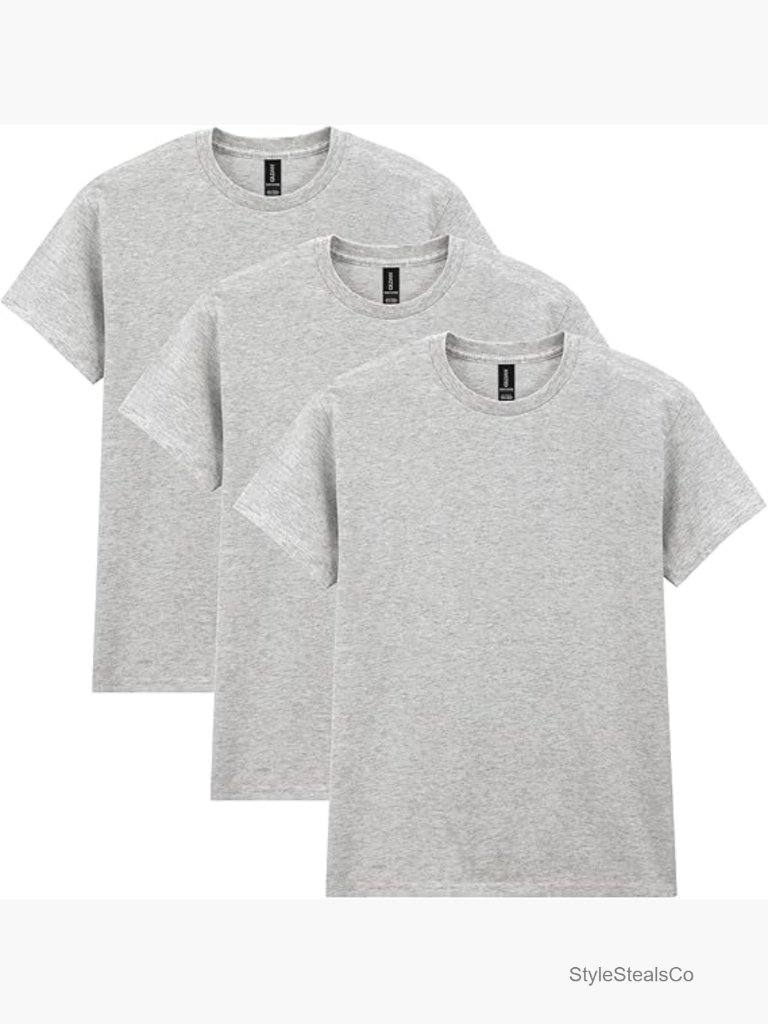 Large Heavy Cotton T-Shirt Multipack, Classic Fit Crew Neck, Unisex